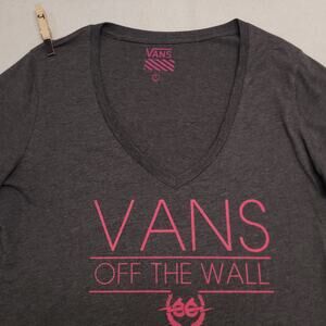 Vans Off The Wall Casual Short Sleeve Crop Top T Shirt Womens Size XL Gray